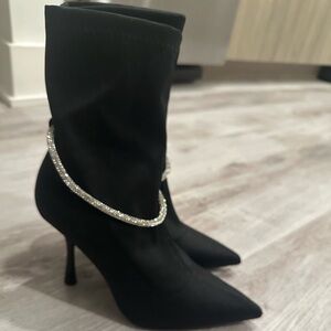 Black short heel booties, US Size 8